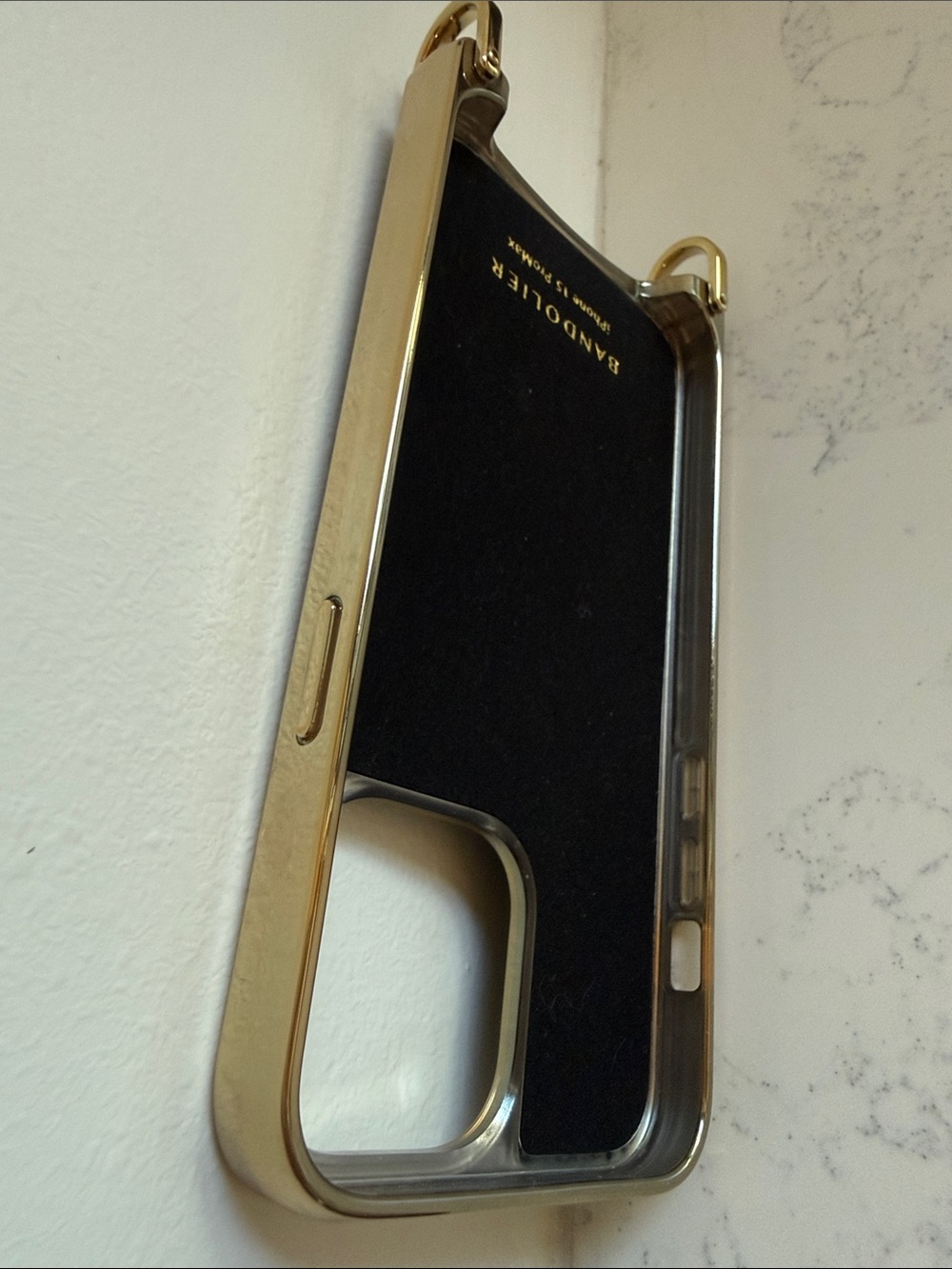 Bandolier Black Crocodile-Embossed Phone Case IPHONE 15 ProMax Gold Hardware - Picture 7 of 10